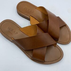 Wrap London Made in Italy “Vero Cuoio” brown leather slide, sandal size 6‎ UK